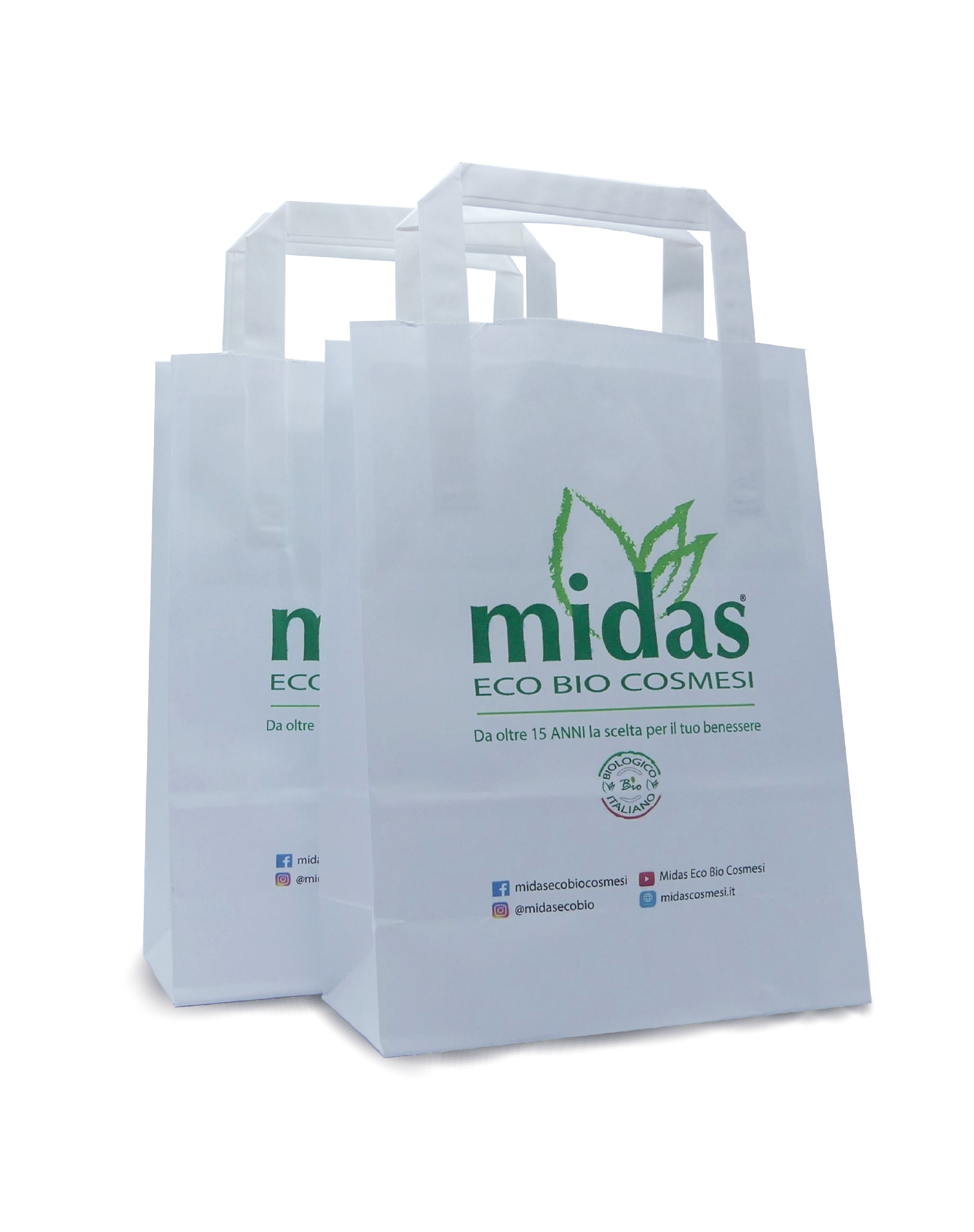 Shopper in carta con logo Midas Eco Bio Cosmesi