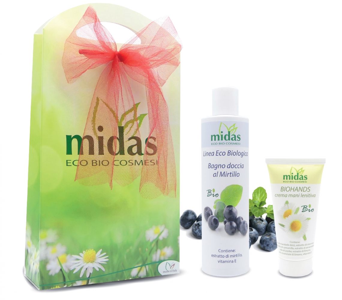 BAGNO DOCCIA AL MIRTILLO BIO E CREMA MANI LENITIVA BIO + SCATOLA REGALO