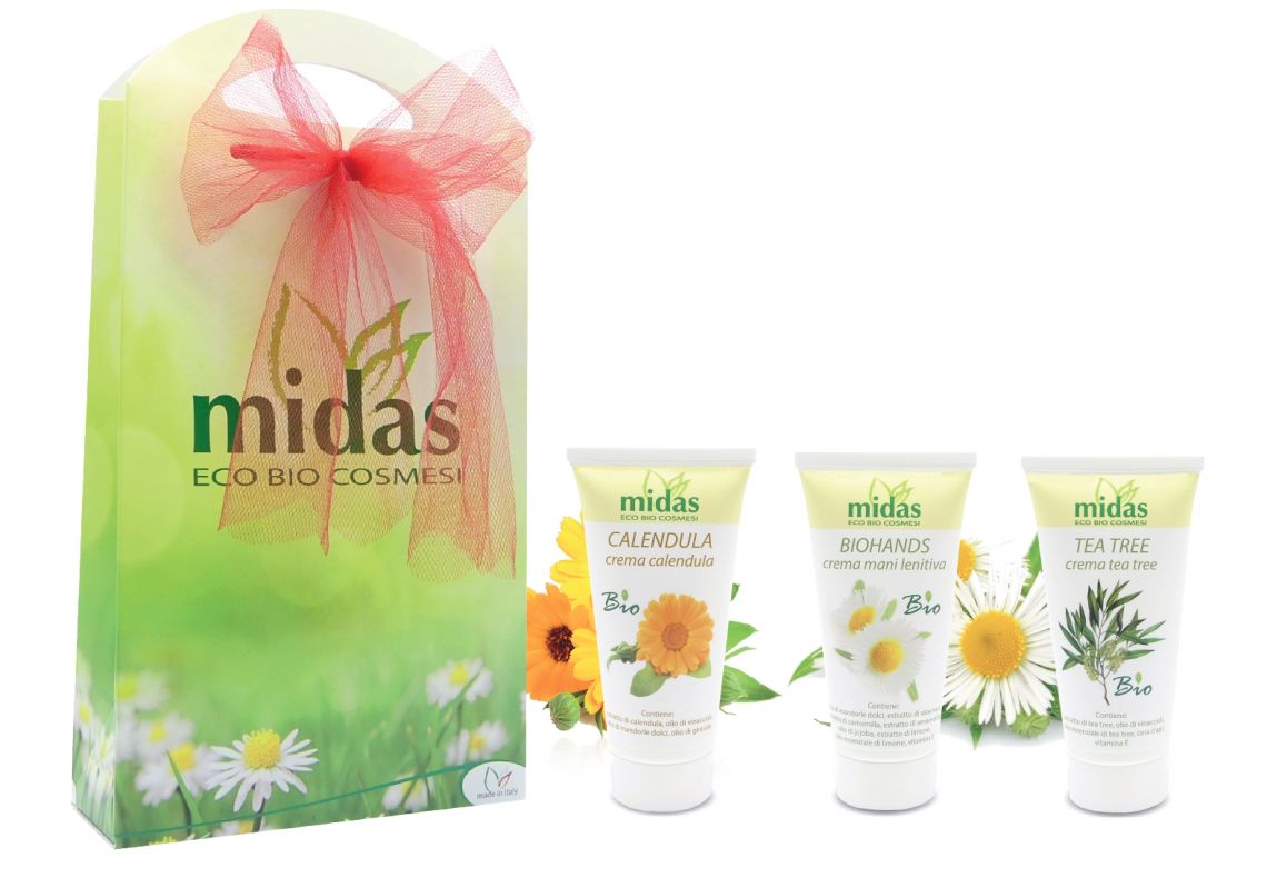 CREMA MANI LENITIVA BIO, CREMA CALENDULA BIO E CREMA TEA TREE BIO + SCATOLA REGALO