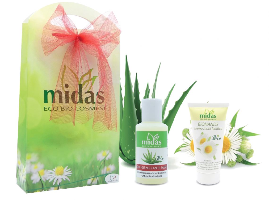 GEL IGIENIZZANTE MANI E CREMA MANI LENITIVA BIO + SCATOLA REGALO