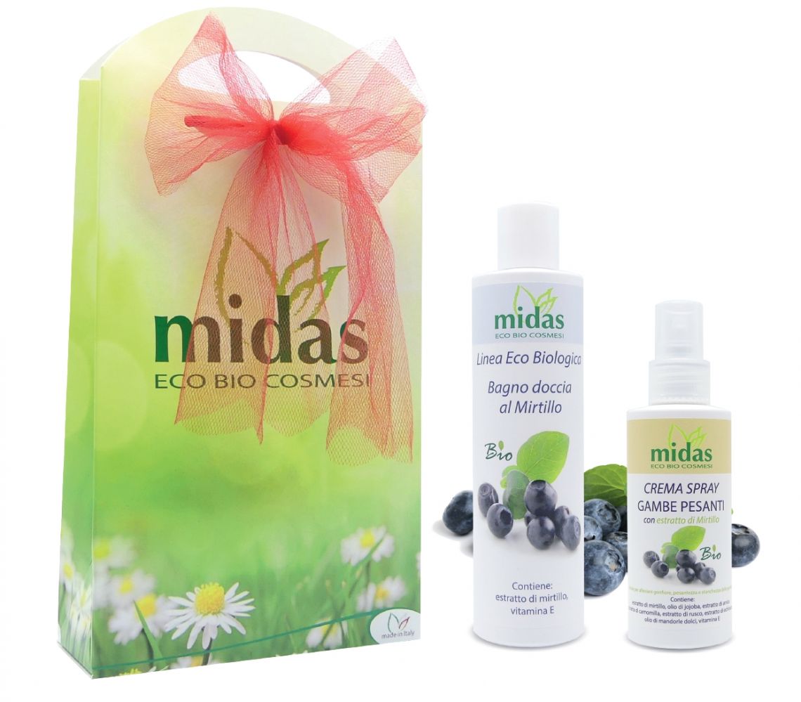 CREMA SPRAY GAMBE PESANTI BIO E BAGNO DOCCIA AL MIRTILLO BIO + SCATOLA REGALO